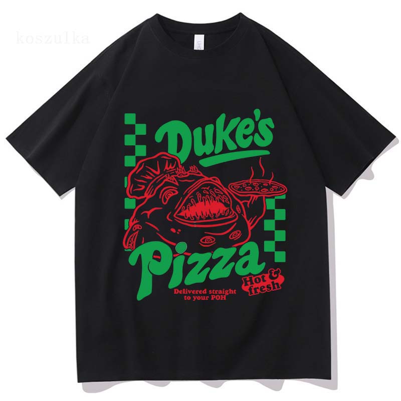 OSRS Duke's Pizza T-shirt Game Old School RuneScape Graphic Tees Cotton O-neck Fashion Female Tshirts Print Merch Casual Women