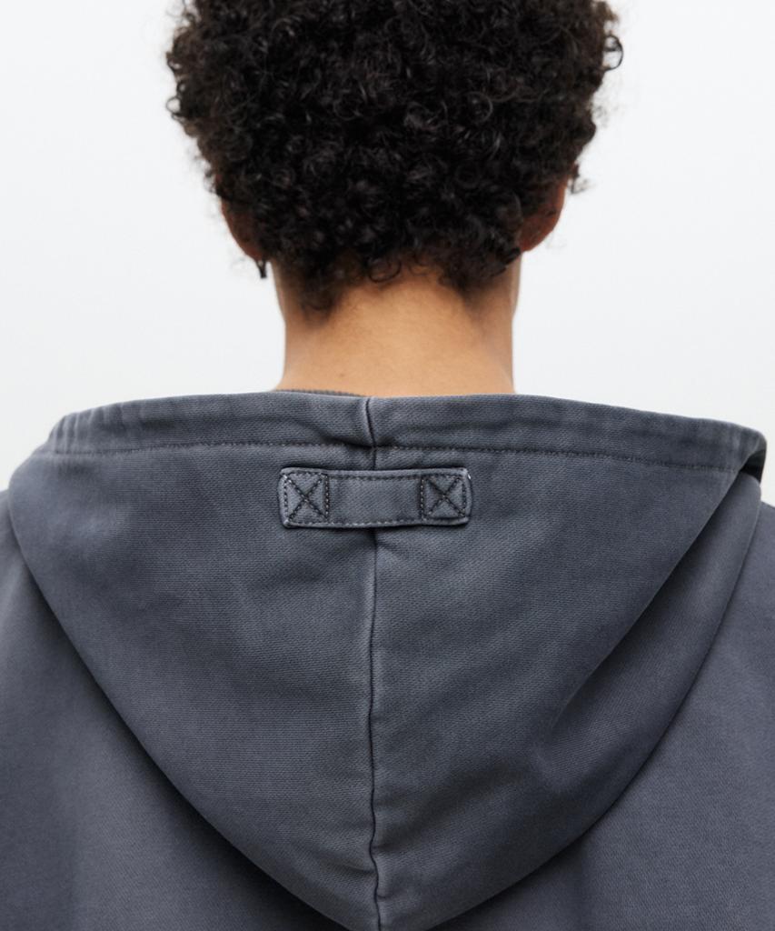 Define Pigment Washed Crop Zip-Up Hoodie Charcoal