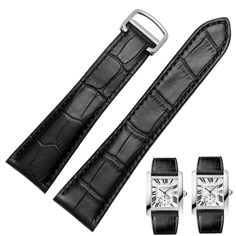 Watch Strap For cartier tank calibre series  Genuine Leather Mechanical Watch  men's and women's 20mm 22mm 23mm 25mm watch band