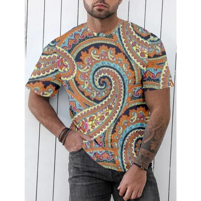 Western Elements 3D Digital Printing Imitation Cotton Men's Short Sleeved T-shirt