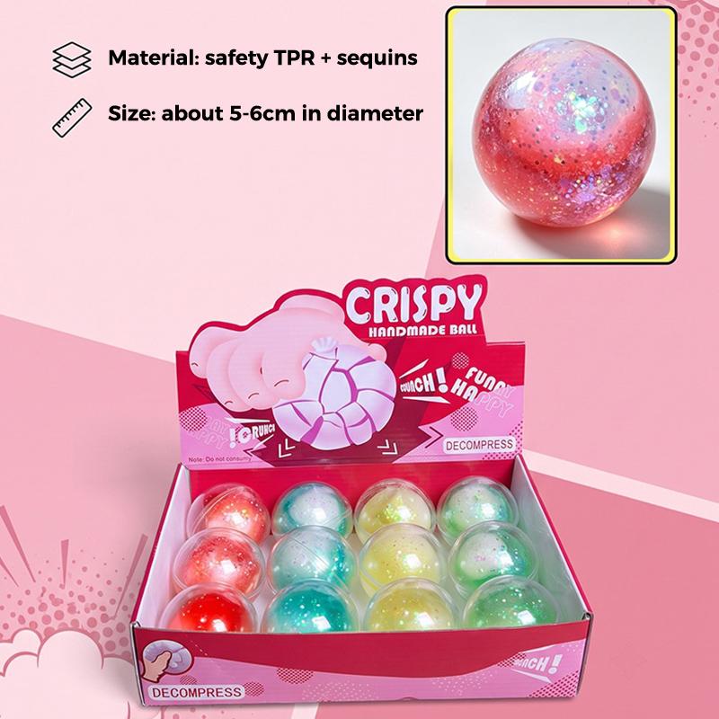 Glitter Squeezable Stress Balls Soft Stretchy Texture Desk Fidget Toys for Kids Adults Office Work Pressure Relief