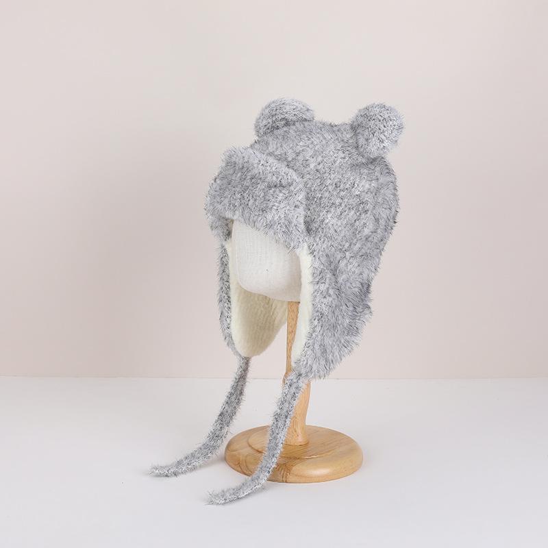 

Детские шапки плюшевые с ушками медвежонка шапки-пуловеры для мальчиков и девочек мультяшные милые уличные теплые вязаные шапки