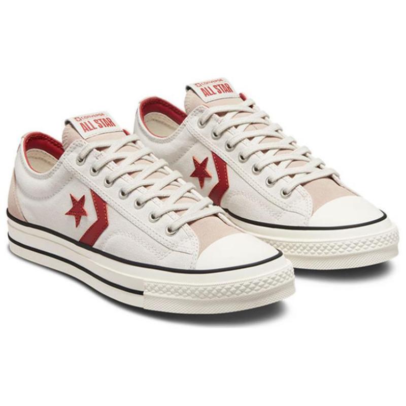 Converse Star Player 76 Retro Casual Non-slip Durable Lightweight Low-top Sneakers for Men and Women White and Red
