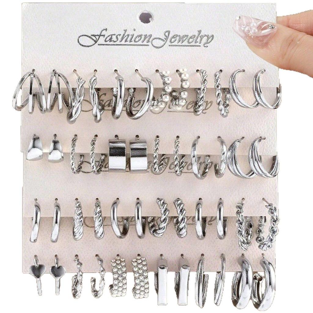 European & American C-Shaped Metal Texture Ear Cuff: Women's Retro Twist Earring Set (6-Piece).