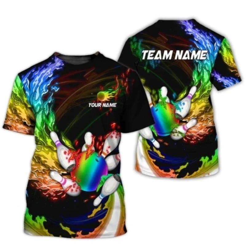 3D Printed Men's Entertainment Bowling Game T-shirt, Bowling Series Daily Casual T-shirt Top