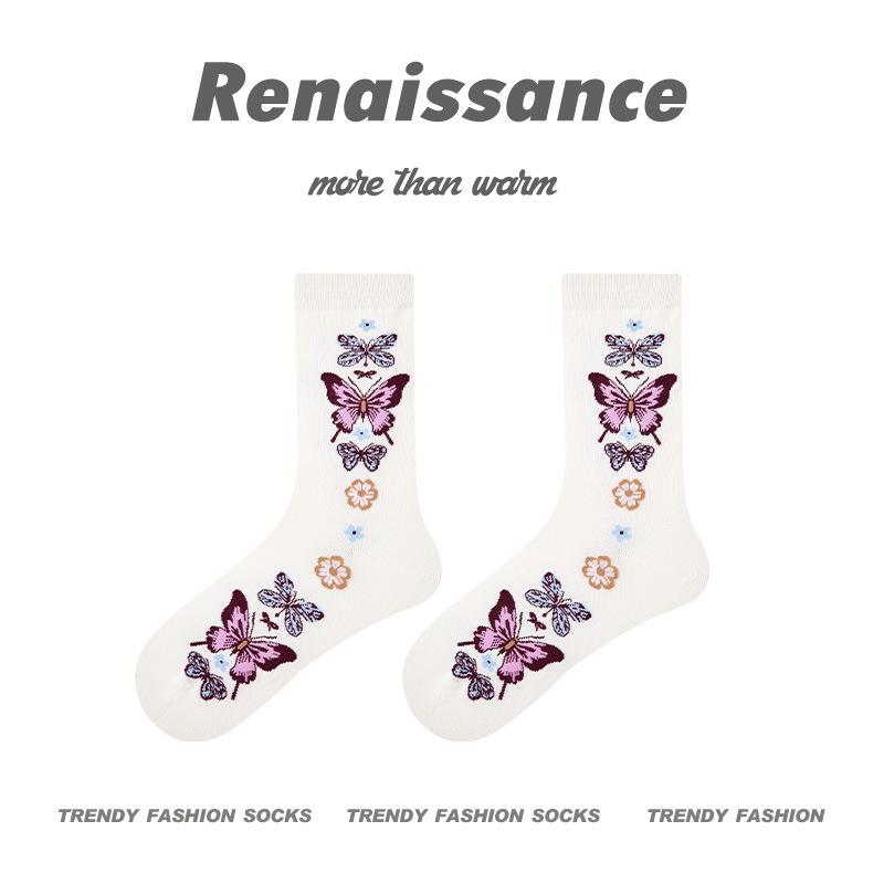 Renaissance Women's Vertical Stripe Lace Socks - Summer/Autumn Trend