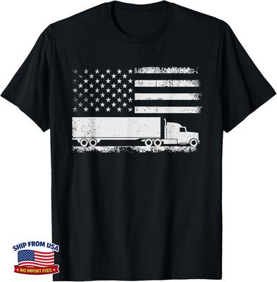 US American Flag Semi Truck Driver Patriotic Trucker Tee Gift Unisex T-Shirt
