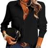 2025 Solid Color Women's Fashion Lapel Long Sleeve Shirt - Spring/Summer Temperament Casual Style