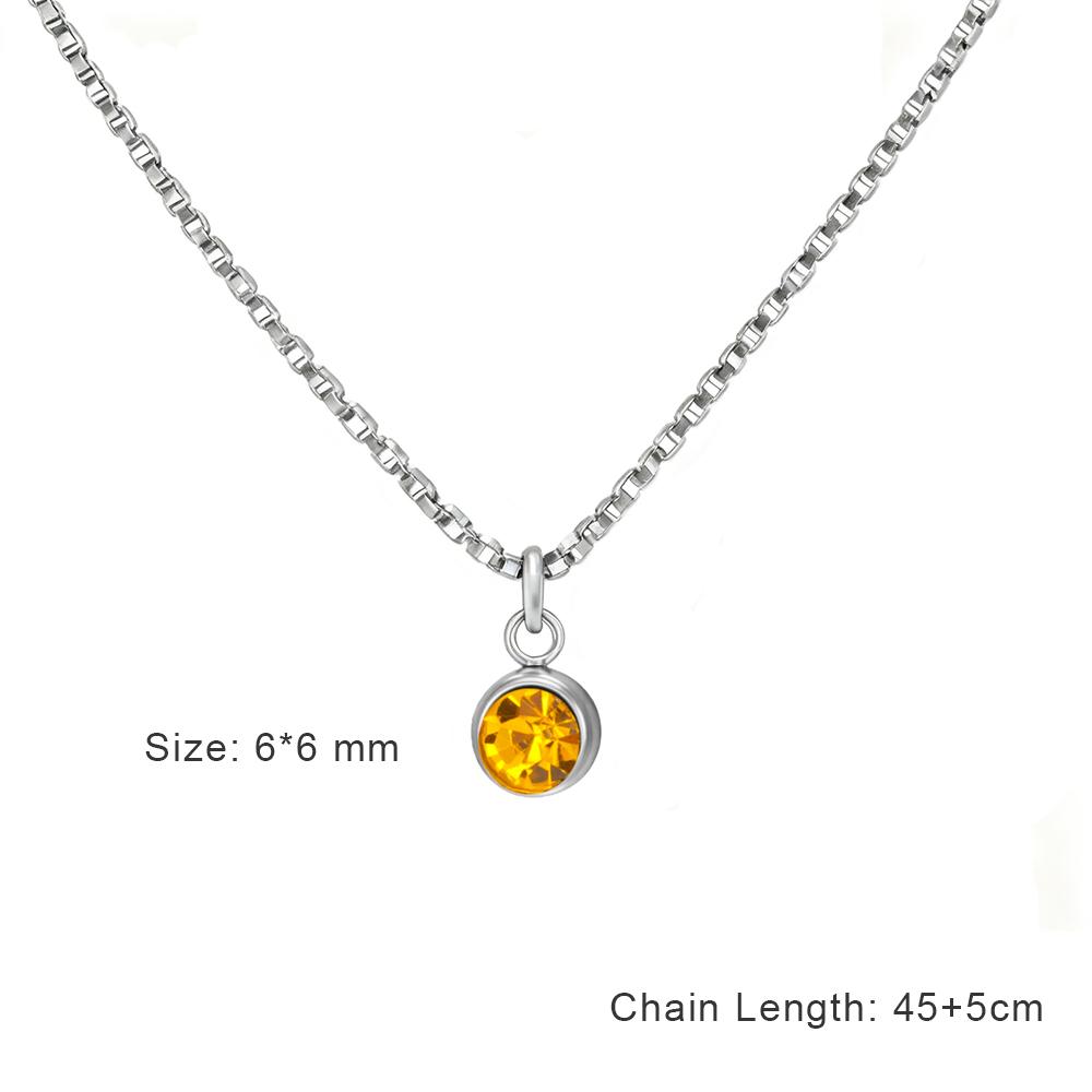 Clear Zircon 12 Month Birthstone Charm Necklace for Women Stainless Steel Thin Box Chain Necklace Jewelry Birthday Gift 2026