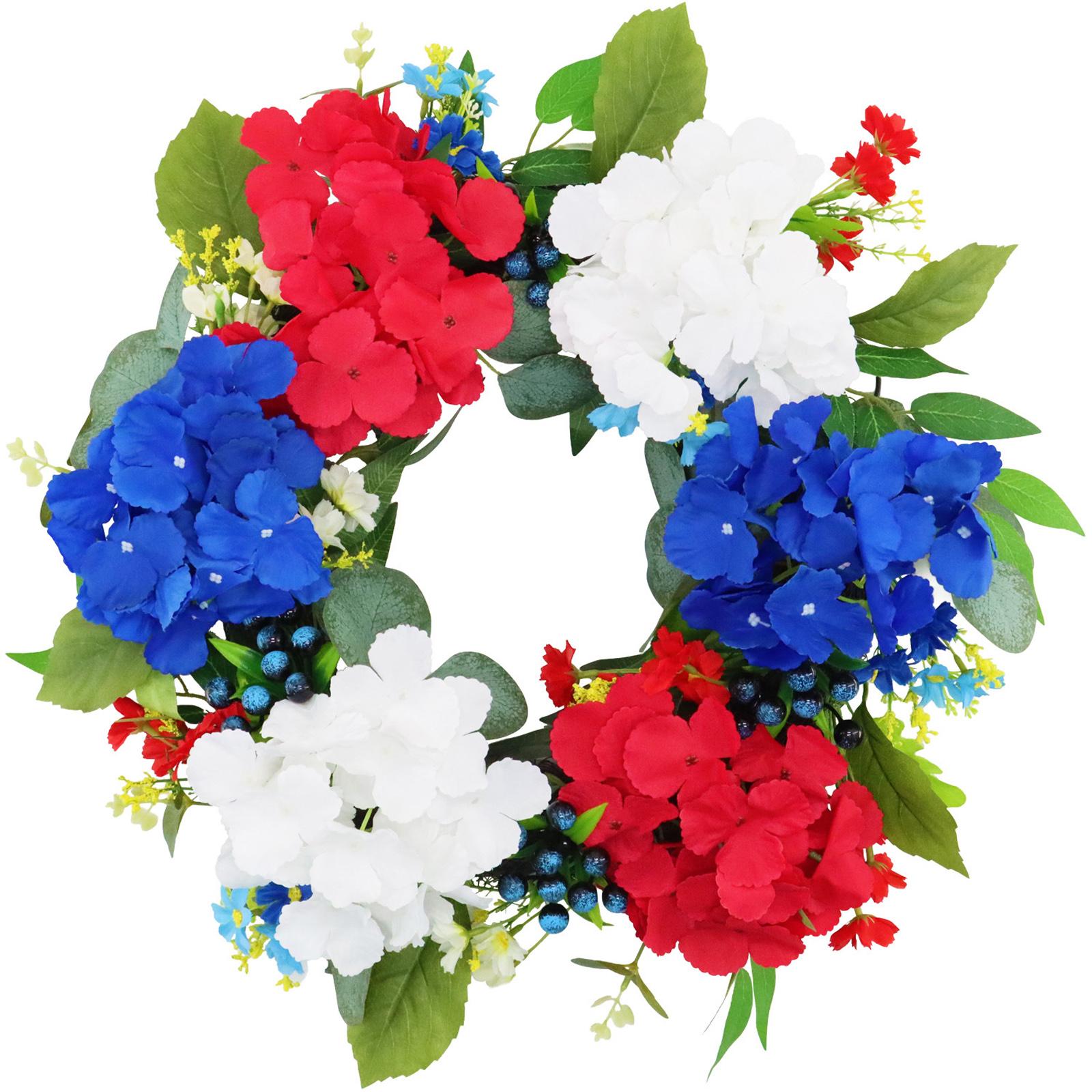 

American Independence Day Wreath Simulation Flower 0cm Wreath Door Hanging Outdoor Courtyard Party Decoration Ornament One Size