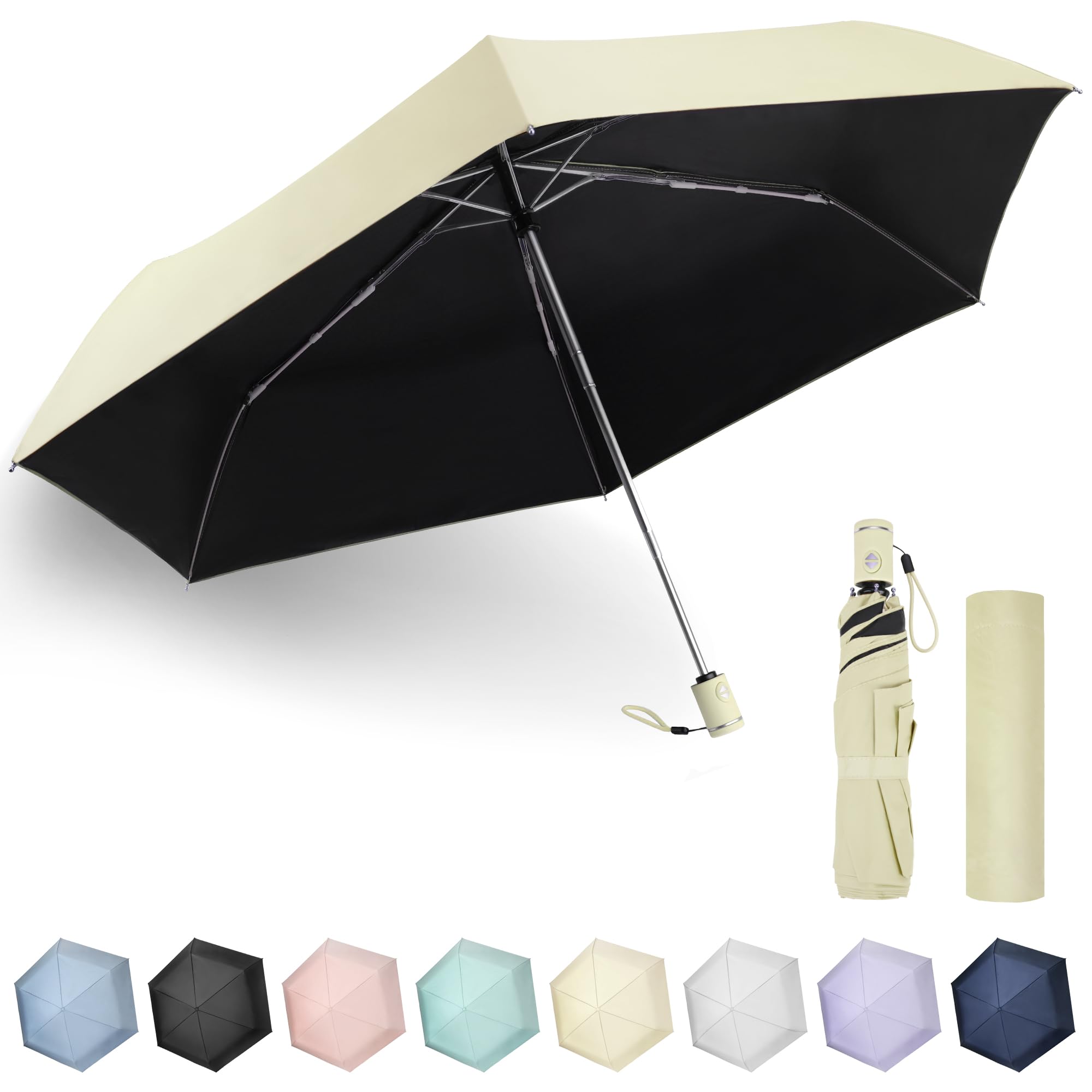 

ZOMAKE Складной УФ Зонт из Алюминиевого Сплава Автоматический Светоотражающий Подходящий для Солнца и Включает Чехол для Хранения, Ультралегкий, Защита, бежевый