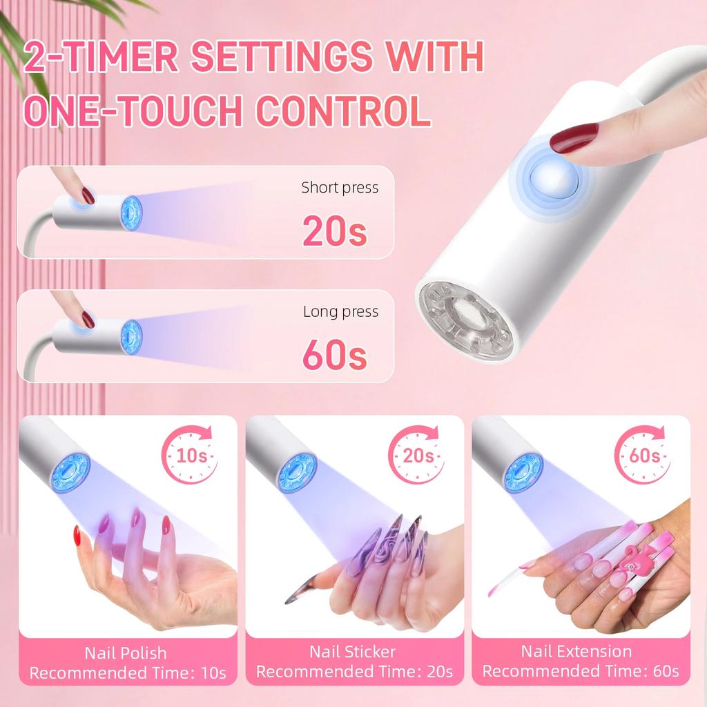 DianaBeauty UV LED Nail Lamp LED UV Light with Clip and Flexible Tube Manicure Dryer UV Curing Light for Resin Curing Nail Art