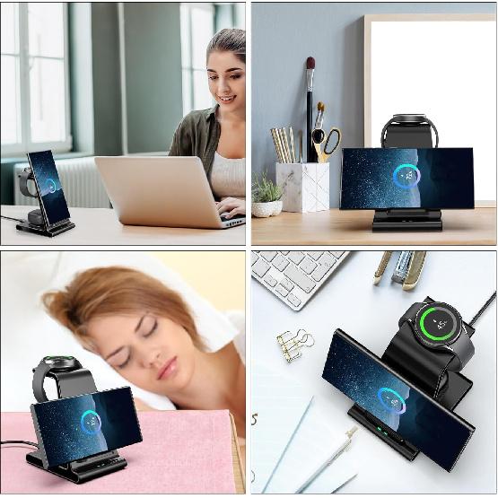 Wireless Charger for Samsung S25 Ultra, Charging Station for Galaxy S25/S24 Ultra/S24+/S24/S23/S22/Note 20/Z Flip 6/Fold 6, for Galaxy Watch