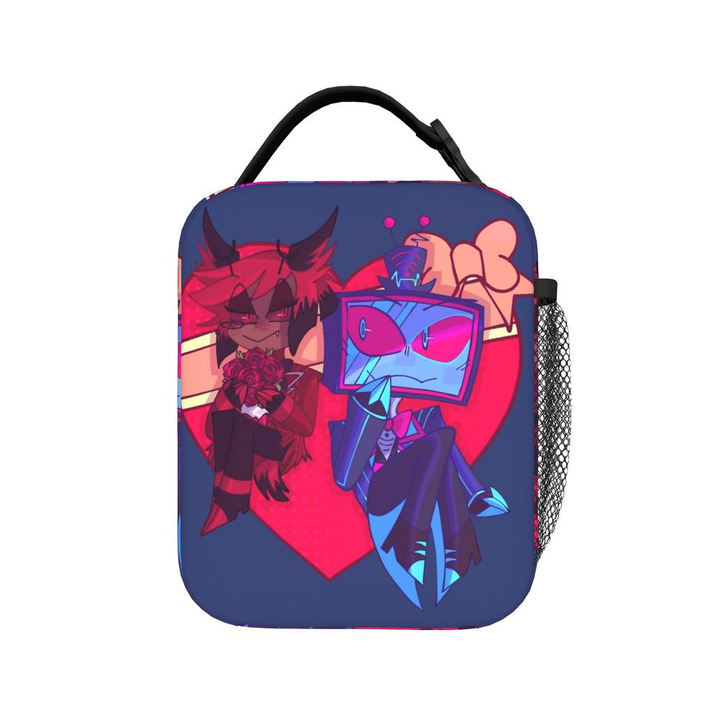 Valentines Alastor and Vox Radiostatic Insulated Lunch Bag Cooler Bag Reusable,Meal Container Tote Lunch Box Girl Boy