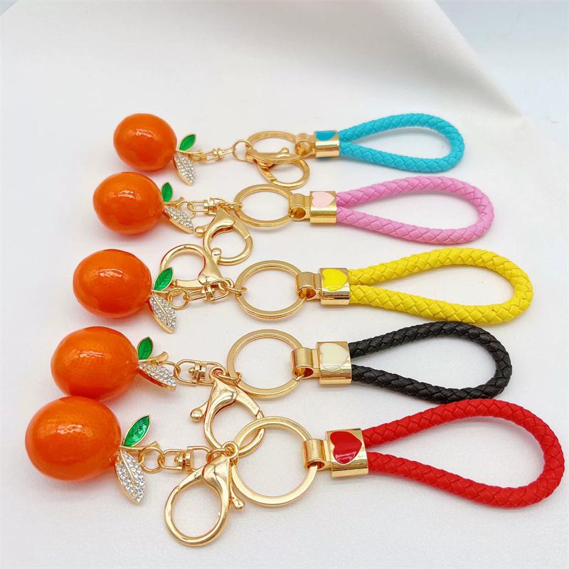 Kreatives Mode-Orangener Taschenanhänger - Frisches Hängendes Ornament Frucht-Kartenhalter DIY-Zubehör Taschenanhänger