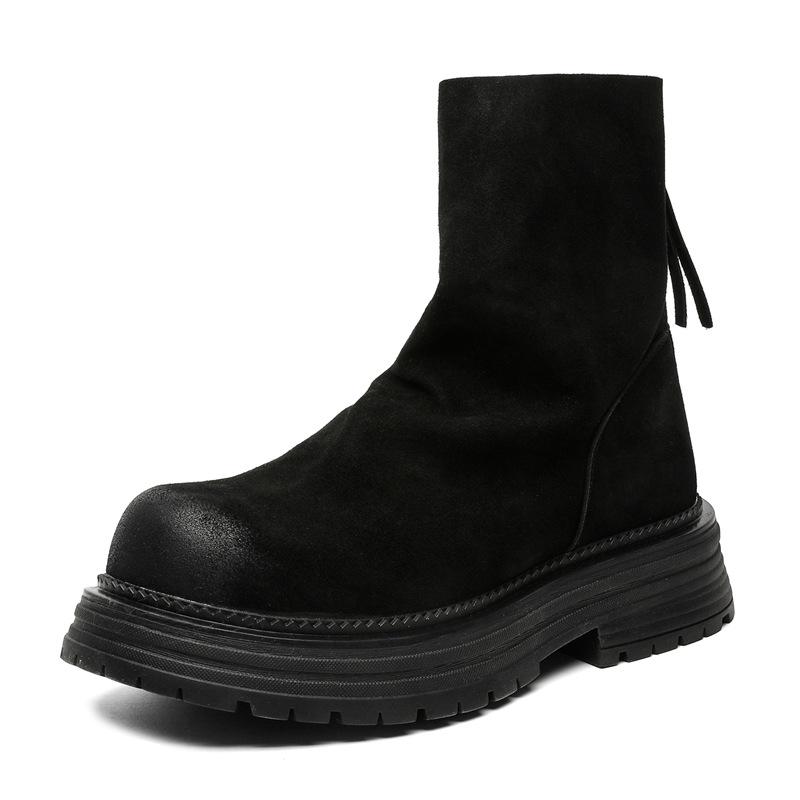 men fashion punk hip hop high chelsea boots cow suede leather shoes cowboy platform boot spring autumn handsome motorcycle botas