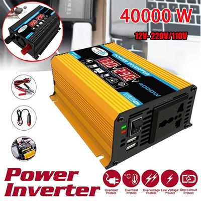Onduleur de voiture 4000W, convertisseur de tension, transformateur 12V à 110V/220V, inverseur + écran LCD