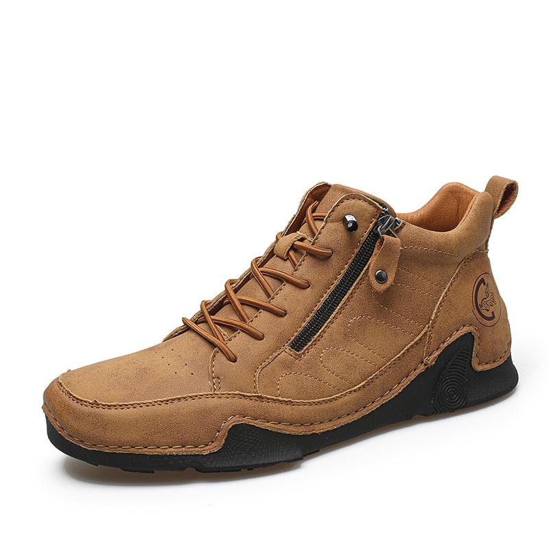 Handmade Leather Men's Ankle Boots Breathable Booties High Top Casual Leather Shoes Man Outdoor Sneakers Motorcycle Boots Boats