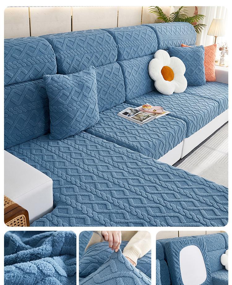 Thicken Seat Cushion Cover Elastic Jacquard Sofa Cover Adjustable Removable Furniture Protector For Pets Kids Sofa Seat Covers