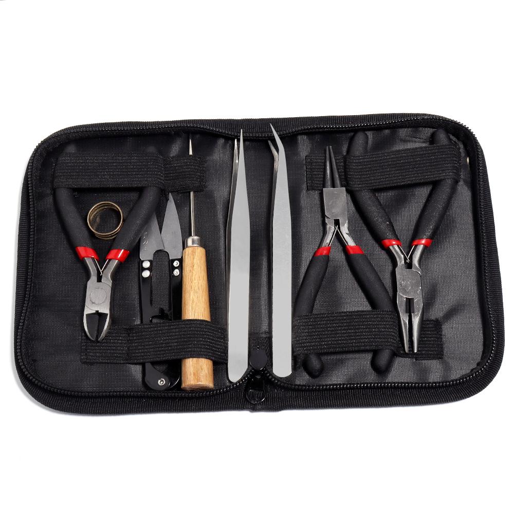 

1 Pack Jewelry Making Supplies Kits with Jewelry Pliers Jump Ring Opener Awl Thread Scissors Helping Hands for Jewelry Repair чёрный