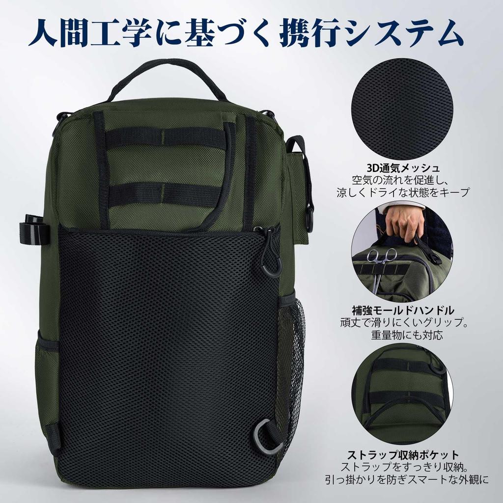 Green Fishing Large Capacity Fishing Tackle Bag with Rod Sling for Run Gun Fishing Outdoor [Goture] Bag, 20L, Holder, One-Shoulder Bag,