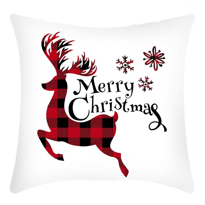 New Christmas Pillow Cover Christmas Wreath Print Elk Deer House Ornament Holiday Pillow Cover Premium Durable