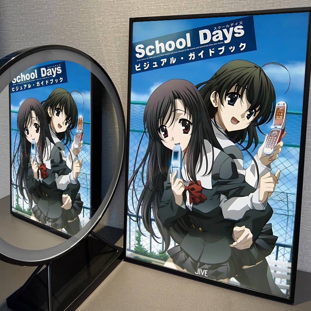 Anime S-School Days Katsura Kotonoha Vintage Posters Sticky Retro Kraft Paper Sticker DIY Room Bar Cafe Kawaii Room Decor