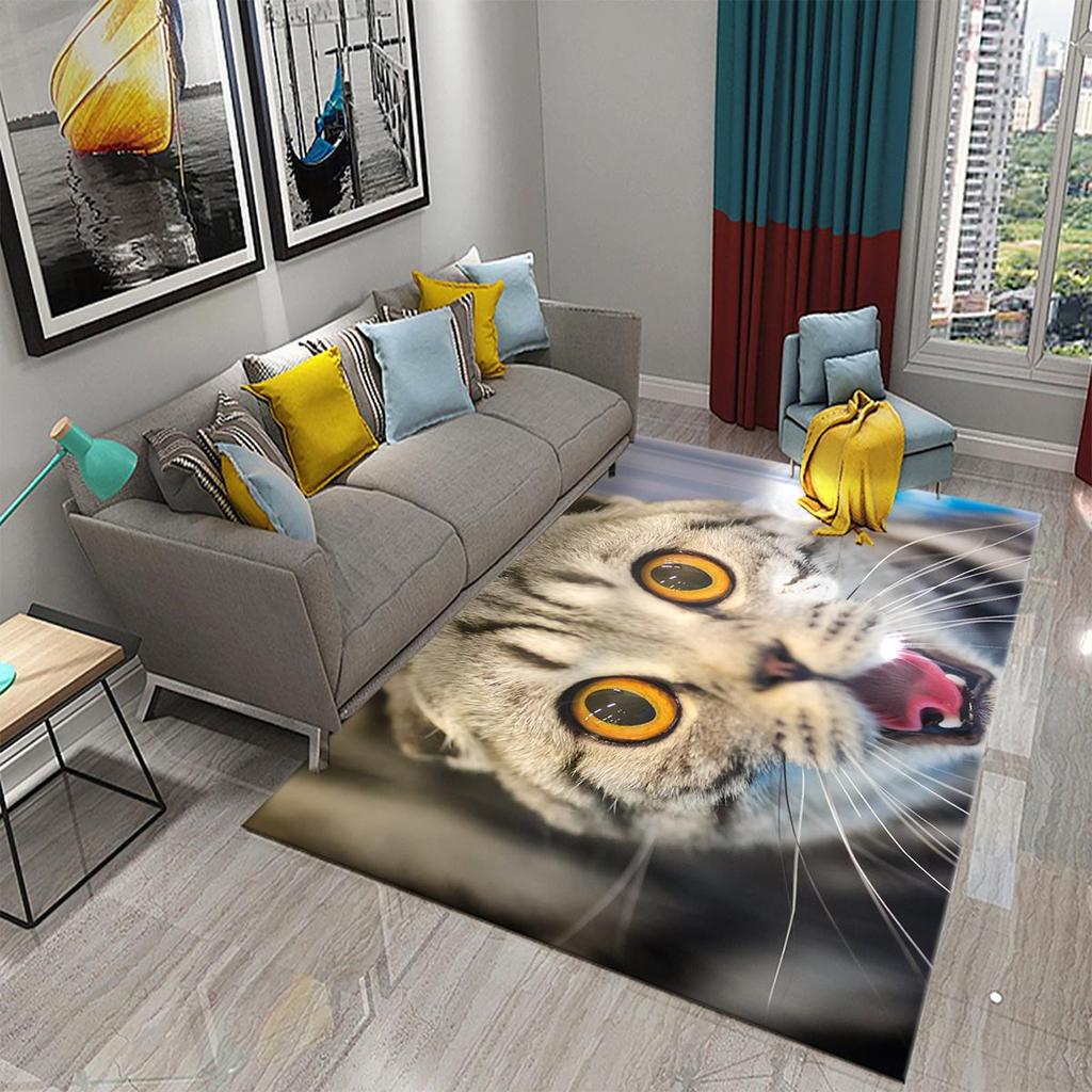 3D schöne Katze Teppich Teppich für Wohnzimmer Schlafzimmer Sofa Fußmatte Dekoration Kinder spielen rutschfeste Bodenmatte Badezimmer rutschfeste Teppich