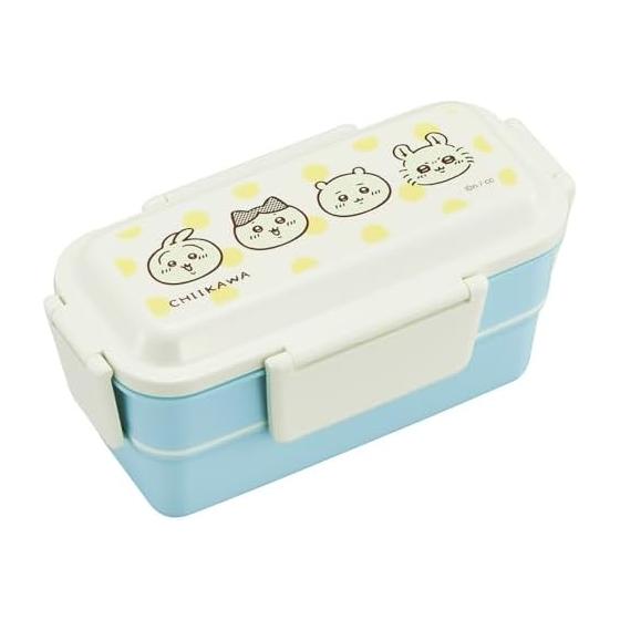 OSK Lunch Box, Two Tiers, with Dividers, 600ml, Chikawa CKW No.5, Made in Japan, Antibacterial, Dishwasher and Microwave Safe PCW-600S