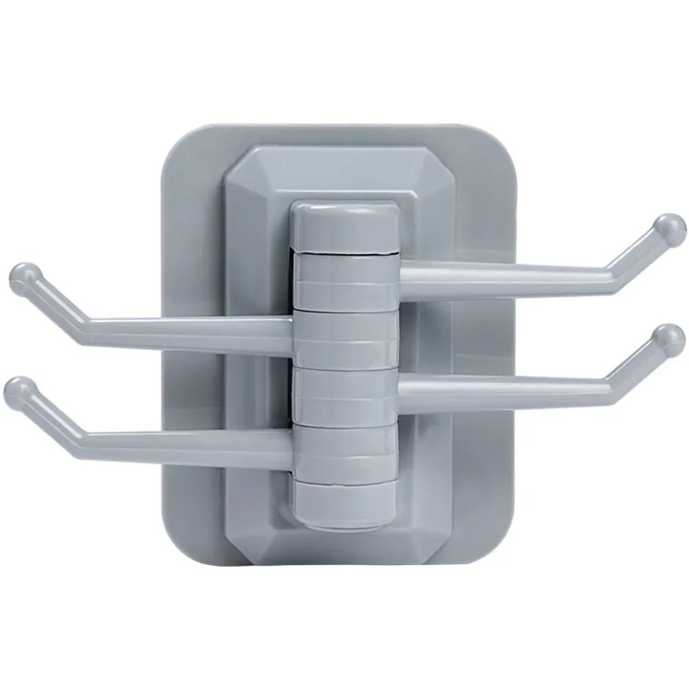 

Rotary 4-Hook Kitchen Bathroom Wall Rack Towel Rack Without Screw and Trackless Sticking Hook for Kitchen Bathroom синій