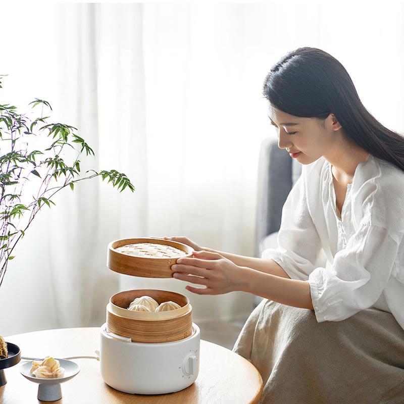 Vapor de bambus 220V Coș pentru pește, orez, legume, gustări Aparat electrocasnic Vapor electric pentru rulouri de orez și tăiței