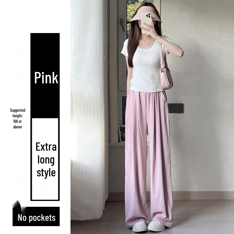Women's Ice Silk High-Waist Wide Leg Trousers - Summer 2025 Collection