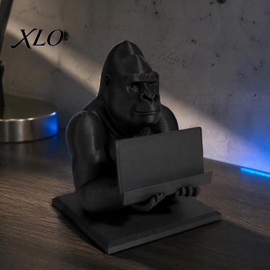 Creative Workspace Decor 3D Printed Gorilla Business Card Holder, Phone Stand, Cool Desktop Multifunctional Holder Organizer Figurine for Office Home