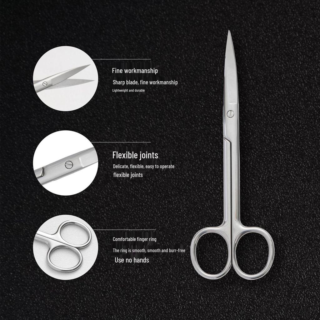 Multi-functional Stainless Steel Beauty Scissors: 10cm/14cm, Straight/Curved Tips, Suitable for Laboratory and Teaching