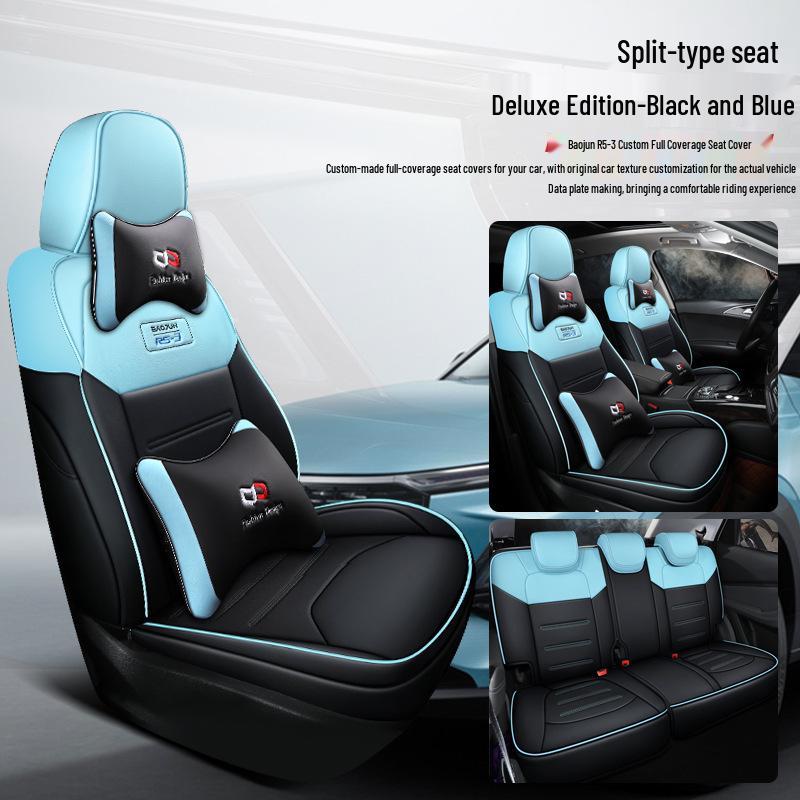 QQG Maßgefertigter Sportsitzbezug aus Leder für Baojun RS-3: Ganzjahres-Kissenpolster