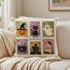 Spooky Cute Halloween Ghost Cat Cushion Cover Breathable Organic Cushion Covers Machine Washable Wrinkle-Resistant Soft Durable
