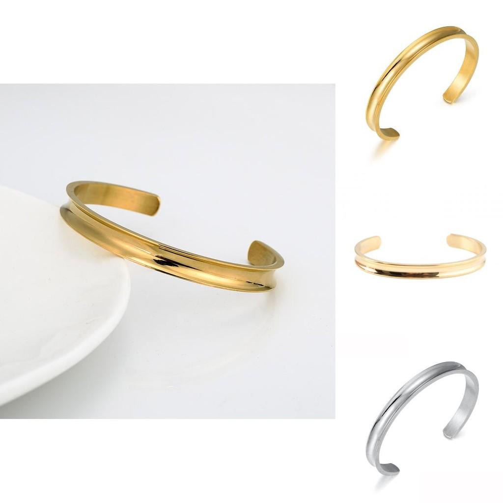 Titanium Steel Open C-shaped Bracelet 7mm Stainless Steel Polished Silver Gold Rose Gold Hair Tie Bracelet