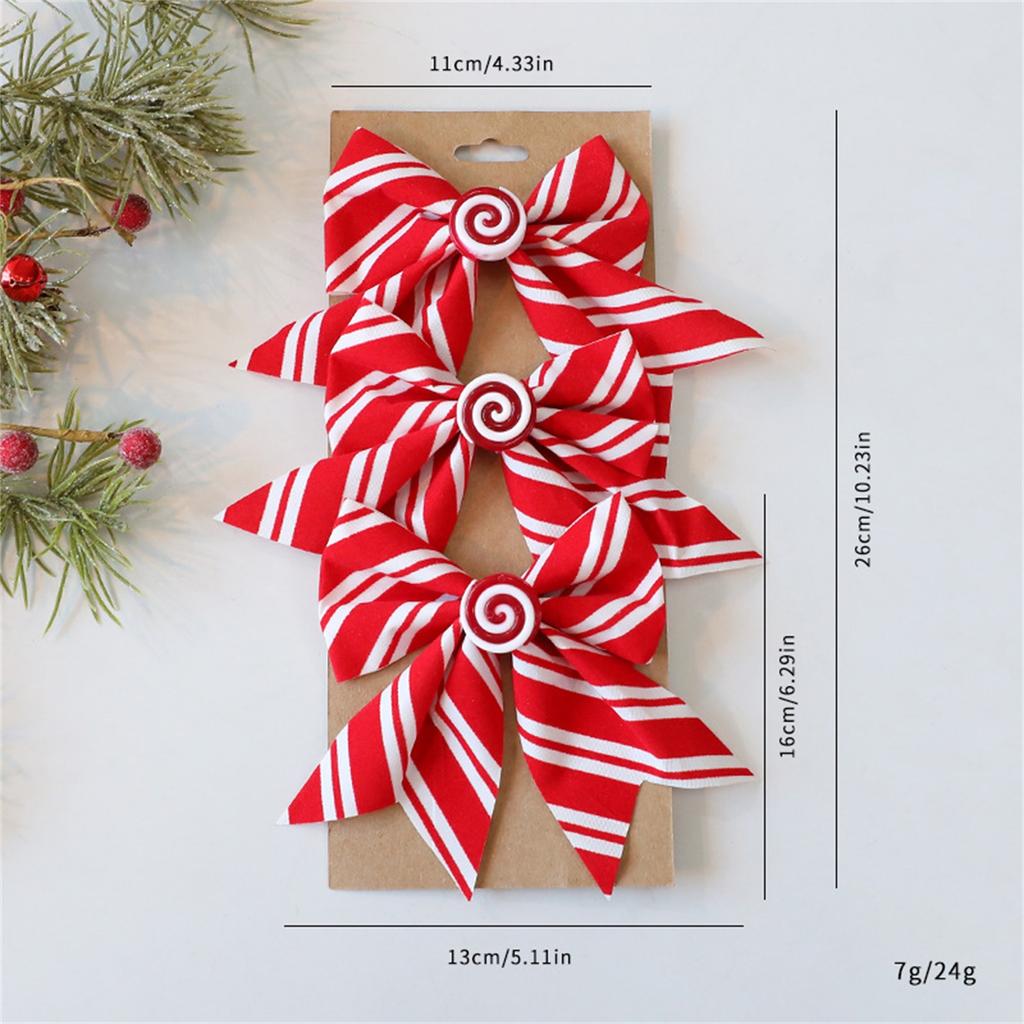 Candy Stripe Bow Christmas Wreath Bow Christmas Bow Suitable For Christmas Tree Wreath Ribbon Door Window Outside Party Gift