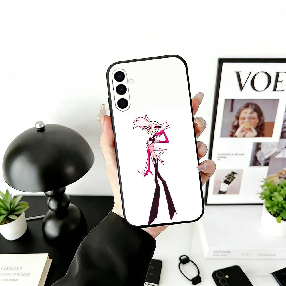 H-Hazbin A-Angel Dust Phone Case Black Silicone Soft For Samsung Galaxy A73,A72,A71,A70,A53,A52,A51