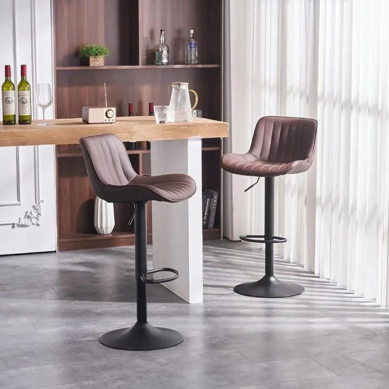 1Pc Bar Stools, Leather Barstools Swivel Adjustable Counter Height Barstool, Upholstered Highchair with Back, Bar Chair