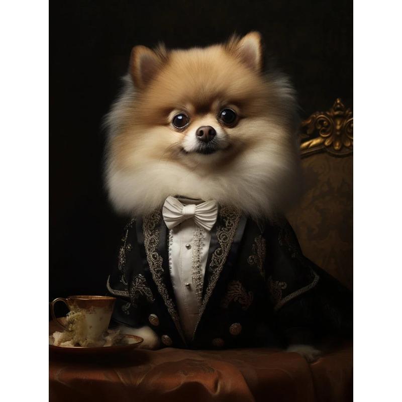 Funny Pet Dog Renaissance Animal Portraits Minimalist Wall Art Print Canvas Painting for Living Room Modern Home Decor