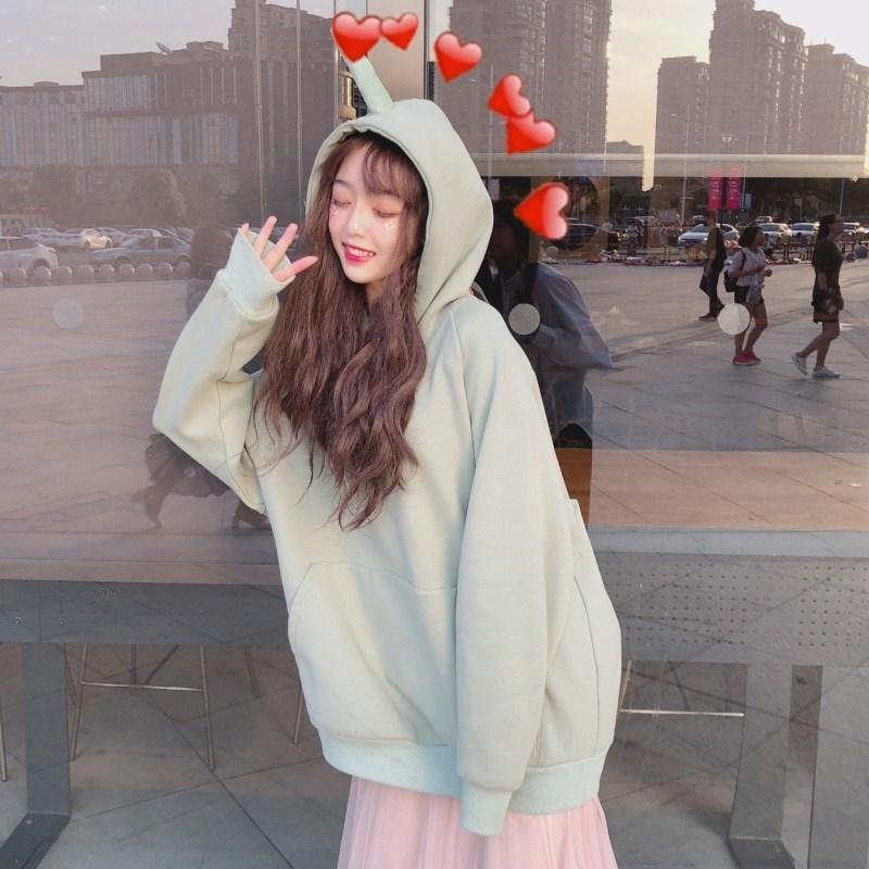Women Warm Soft Hoodies Padded Hooded Sweater Women's Fall and Winter Retro Simple Literary Student Tops
