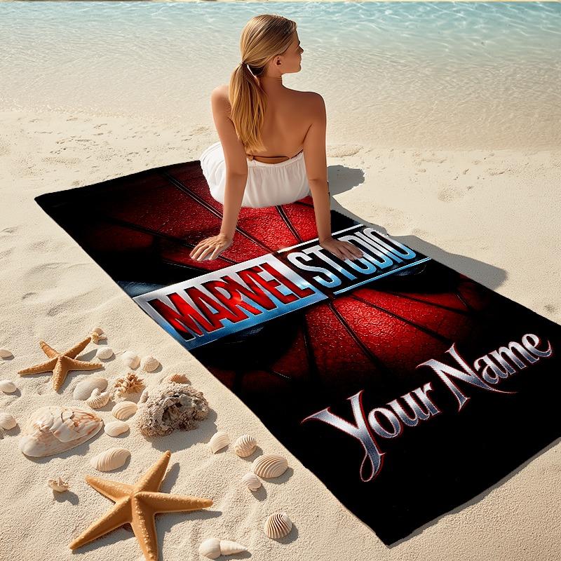 Custom 1Pc Marvel Studios Logo Beach Towel Quick Dry Multiuse For Beach Pool Gym Yoga Home Travel Christmas Halloween Xmas Gift