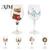 Schneemannmusterkelch Weihnachts-Stielweinglas, Schneemann/Weihnachtsmannkranz/Elch/Weihnachtsbaum Handbemalt, Elegantes Trinkglas Kreatives Stielglas für