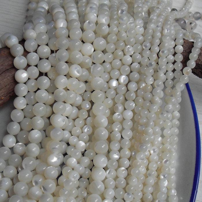 Round Natural White Mother-of-Pearl Beads for DIY Jewelry and Bracelets