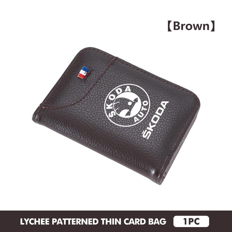 HAZJ3 Car Wallet Driver's Licence Insurance Card Holder Multi Pocket Wallet For Skoda S Kodiaq Octavia 2 3 Yeti Karoq Rapid Fabia VII