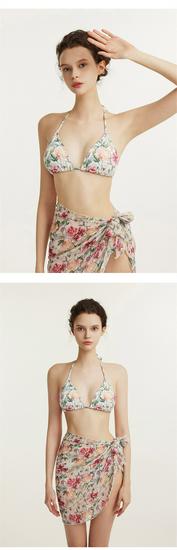 European & American Rope Bikini: Printed Strappy Backless Three-Piece Swimsuit
