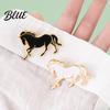 Black And White Brooch Horse Chinese Style Enamel Pin Smooth