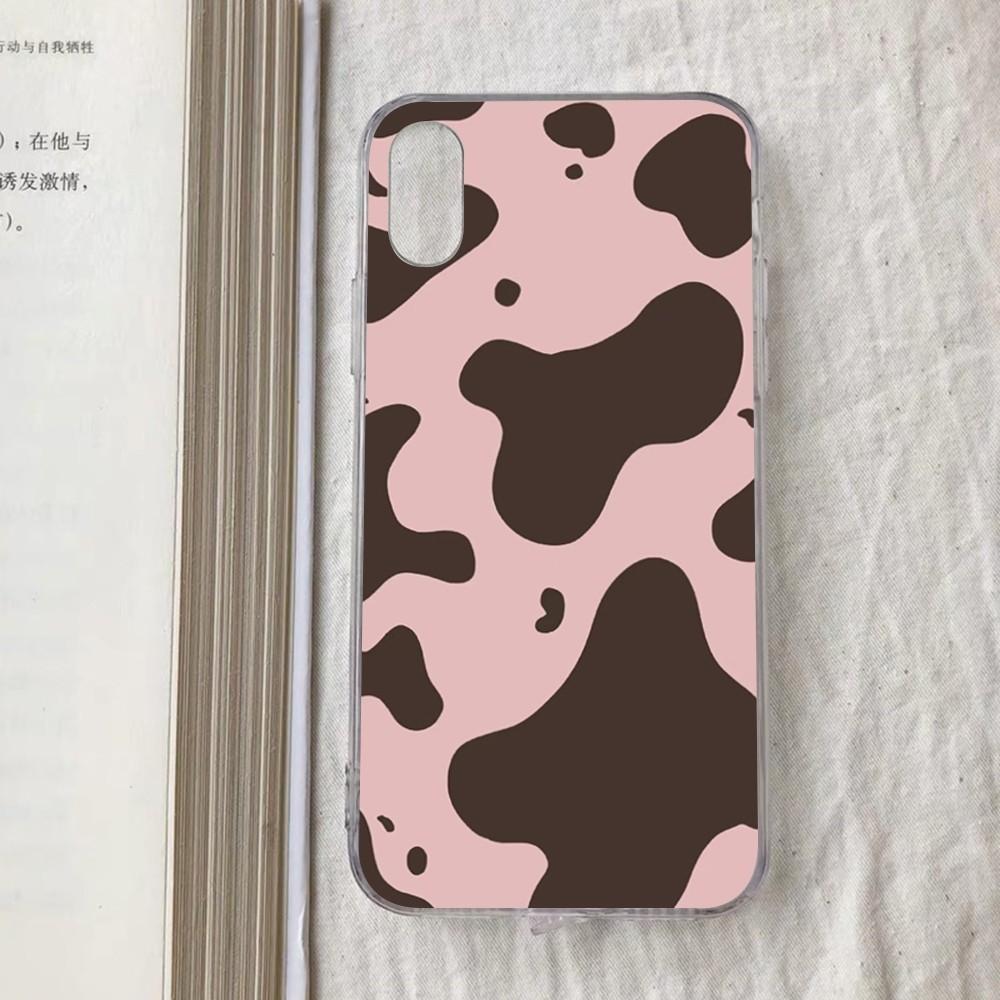 Cow Pattern Phone Case For iPhone 15 13 14 Pro Max XS XR 12 11 Pro 13 Mini 6 7 8 Plus Clear Back Cover Capa