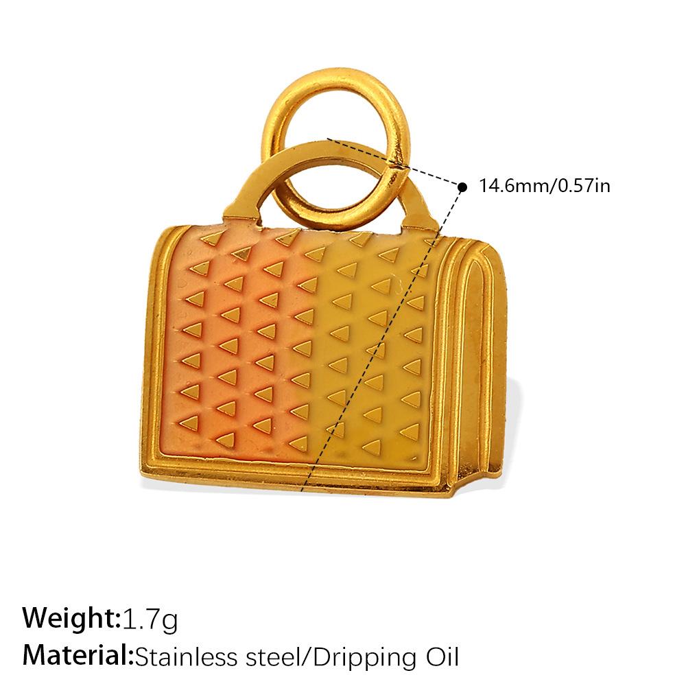 European and American Versatile Creative Color Bag Pendant, Stainless Steel Dripping Oil DIY Bracelet Necklace Accessories